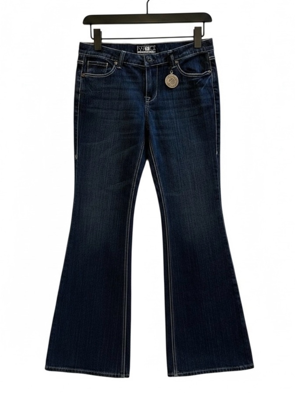 NY&C Platinum Dark Wash Flare Leg Jeans Women’s Size 12 Stretch Denim